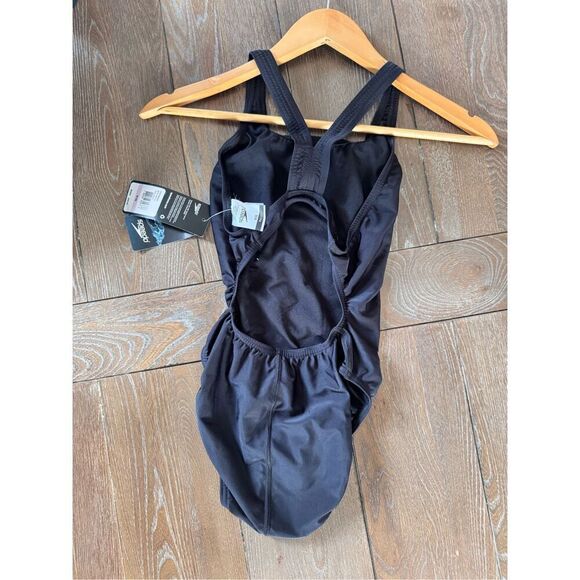 NWT Speedo Black One Piece Bathing Suit Size 6 - Picture 5 of 5